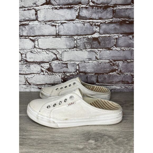 TAOS Ez Soul White Canvas Fabric Slip On Mule Sneakers Women’s Sz 9.5M US/40EU - Picture 9 of 16